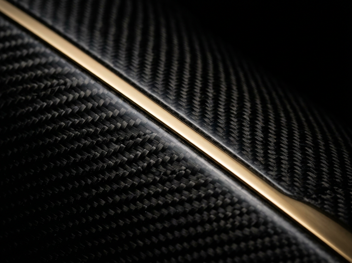 Carbon fiber weave detail with champagne gold accent
